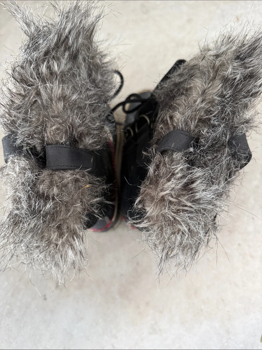 Sorel Black Faux-Fur Trim Winter Lace-Up Boots